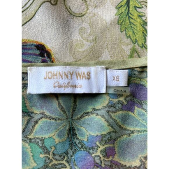 Johnny Was Silk Cover-Up Kimono Butterflies Floral Boho Chic Gypsy Beach Resort - Picture 4 of 11